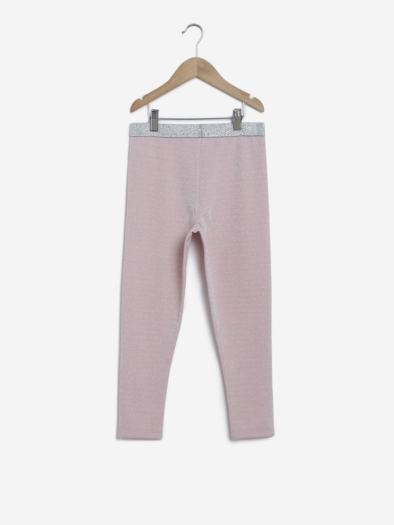 Y&F Kids Light Pink Striped Leggings