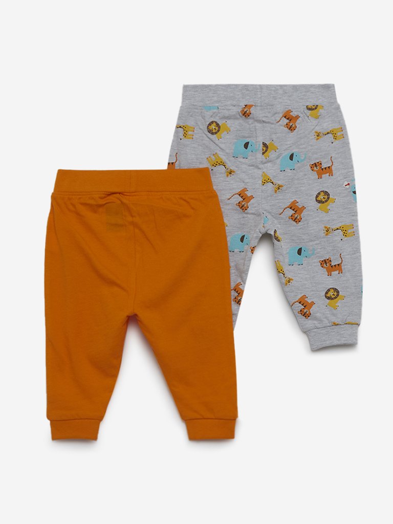Baby HOP Orange Animal Print Joggers Set of Two