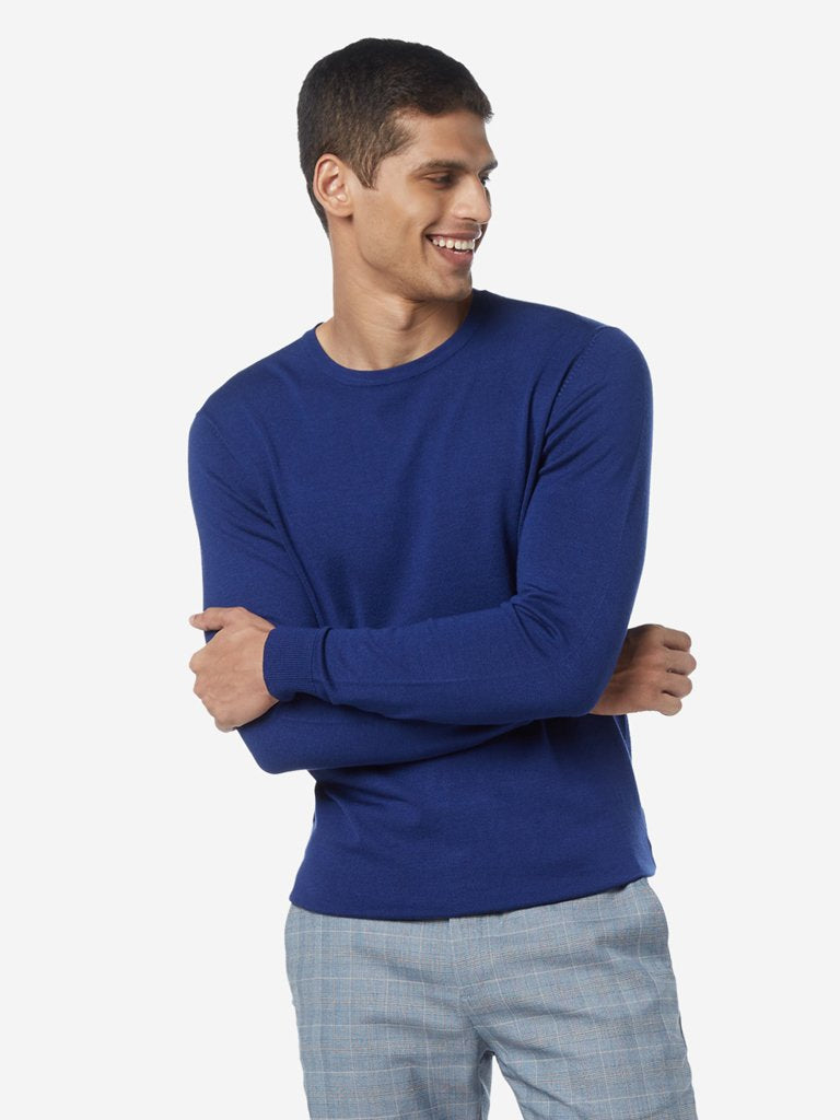 WES Formals Indigo Slim Fit Pullover