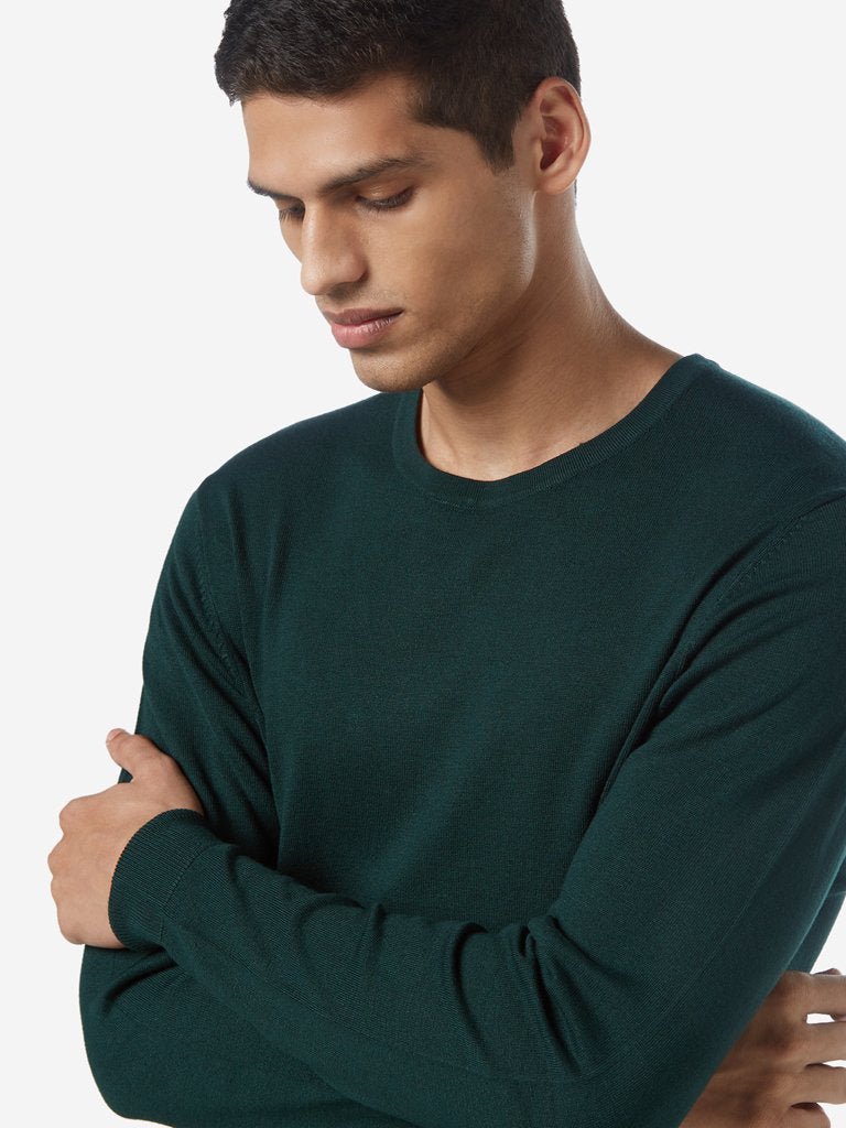 WES Formals Dark Olive Slim Fit Pullover