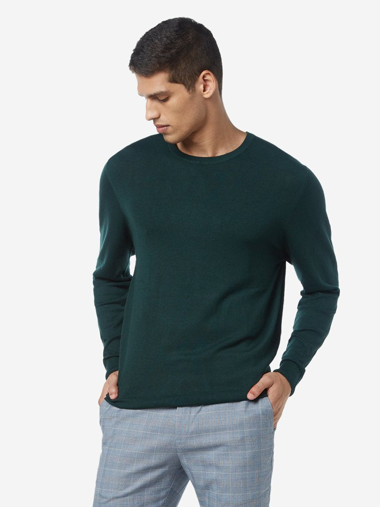 WES Formals Dark Olive Slim Fit Pullover