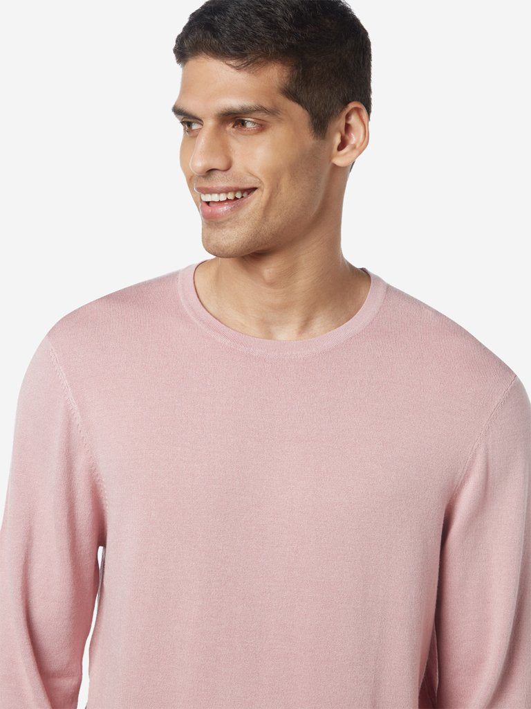 WES Formals Pink Slim Fit Pullover