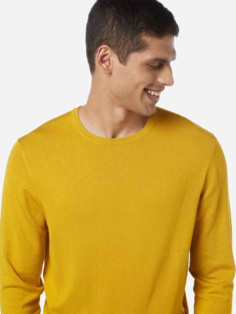 WES Formals Mustard Slim Fit Pullover