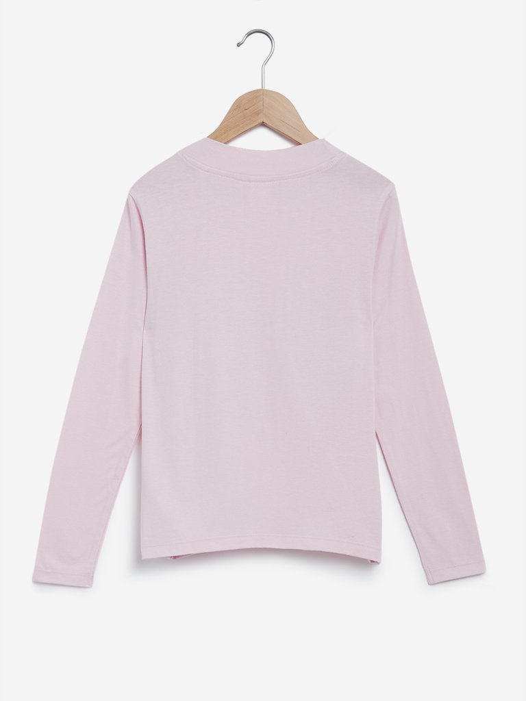 Y&F Kids Light Pink Pearl Detailed T- Shirt