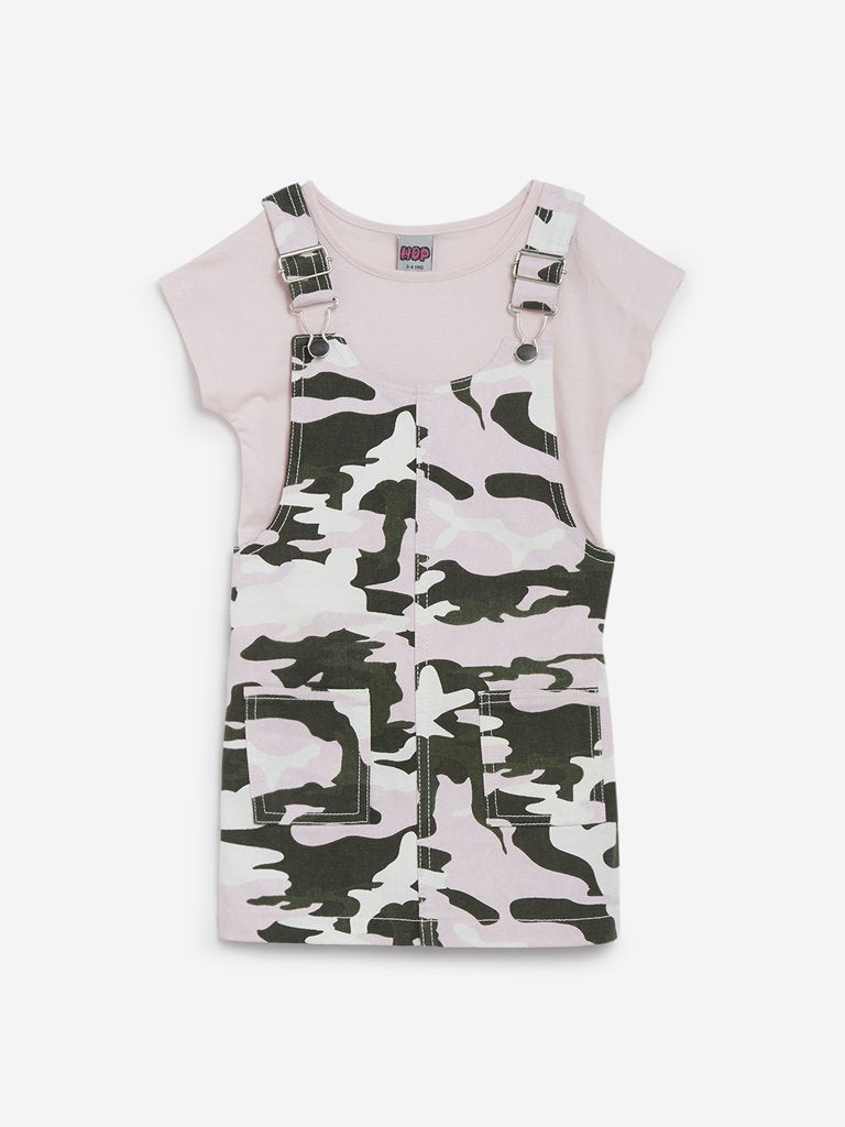 HOP Kids Multi Printed Pinafore and T-Shirt Set
