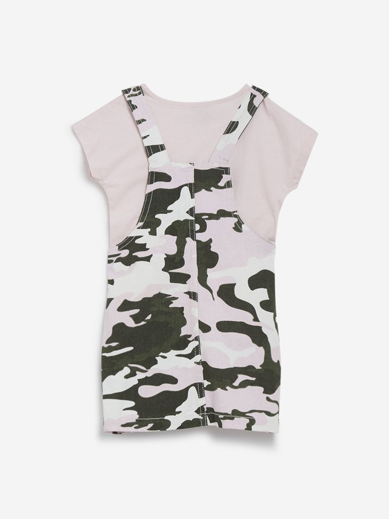 HOP Kids Multi Printed Pinafore and T-Shirt Set