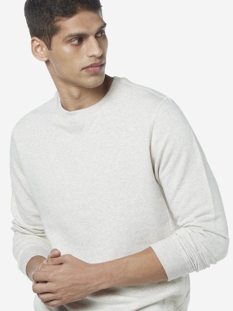 WES Casuals Ecru Relaxed Fit Full-Sleeve T-Shirt