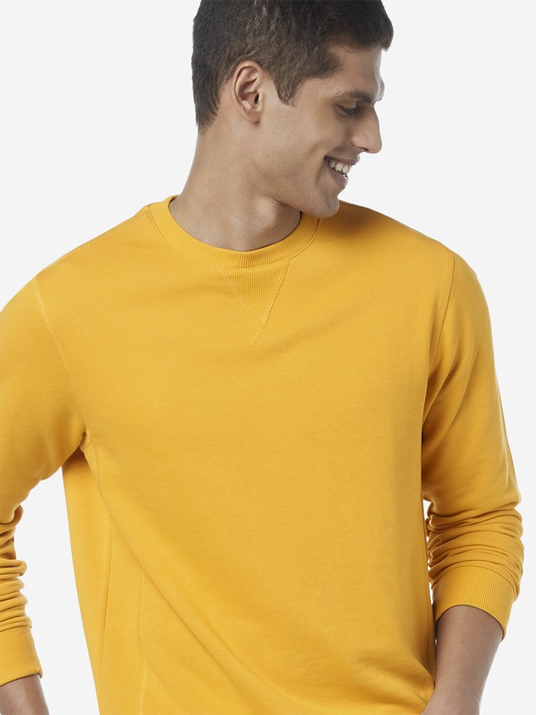 WES Casuals Mustard Crewneck Relaxed Fit T-Shirt