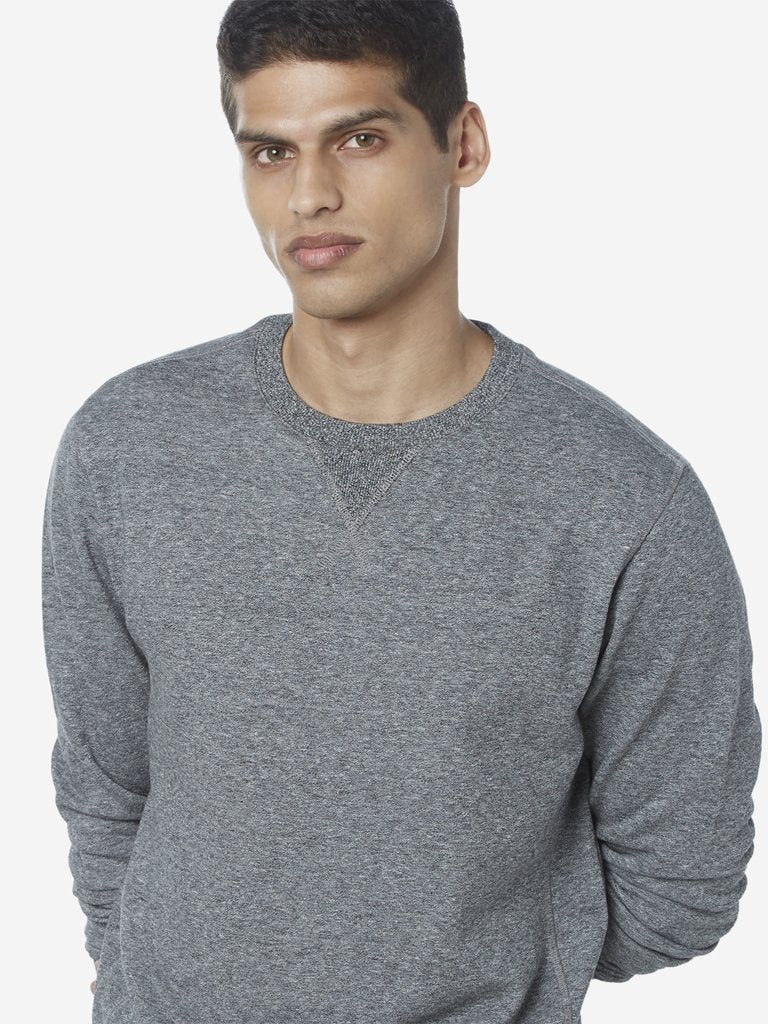 WES Casuals Grey Melange Relaxed Fit T-Shirt