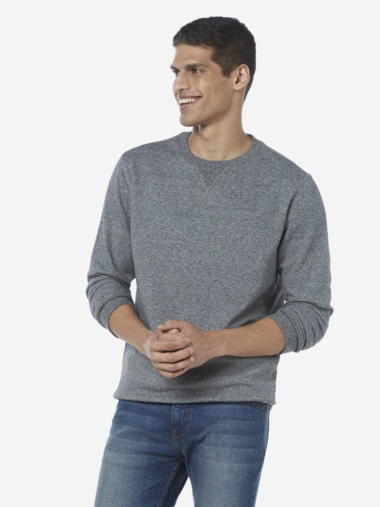 WES Casuals Grey Melange Relaxed Fit T-Shirt