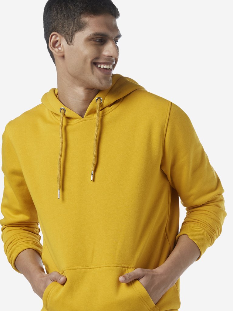 WES Casuals Mustard Relaxed Fit Hood Sweatshirt