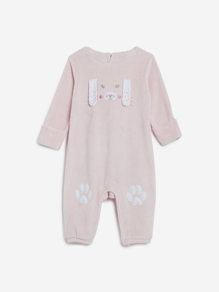 Baby HOP Peach Bunny Patterned Onesie