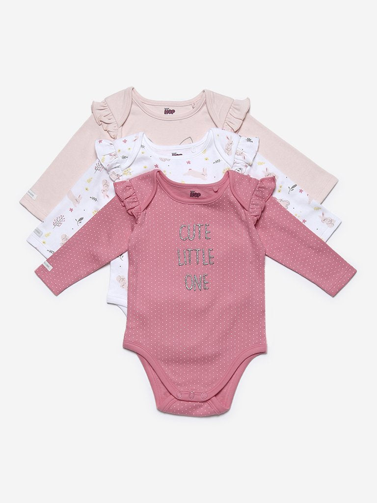 Baby HOP Pink Bunny Romper Set Of Three