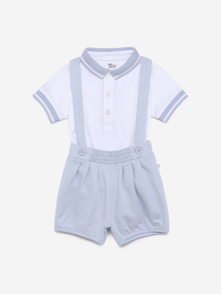 Baby HOP Light Grey Polo T-Shirt and Shorts Set