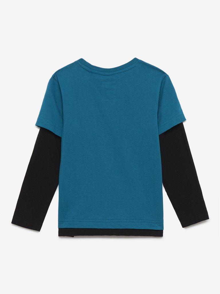 HOP Kids Teal Typographic Print T-Shirt