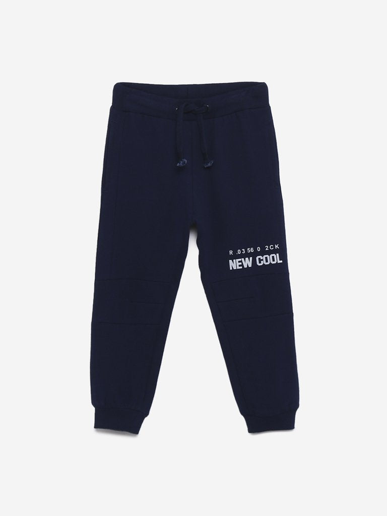 HOP Kids Navy Text Pattern Joggers