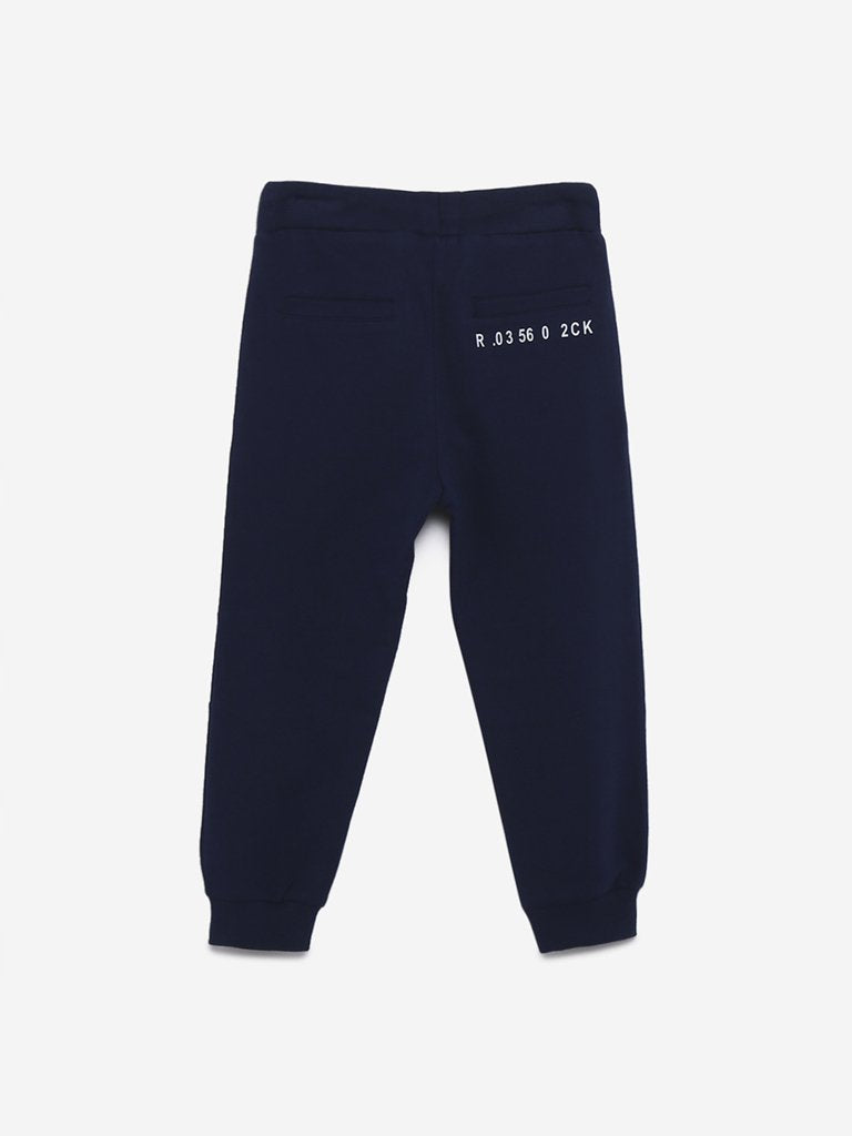 HOP Kids Navy Text Pattern Joggers