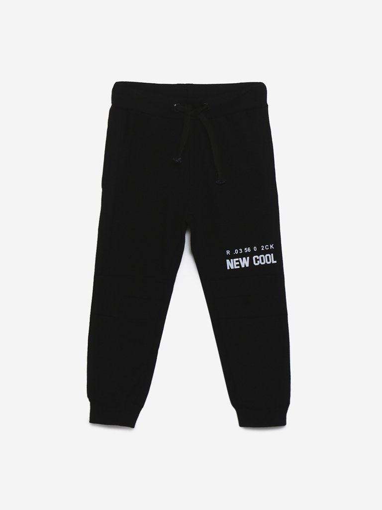 HOP Kids Black Text Pattern Joggers