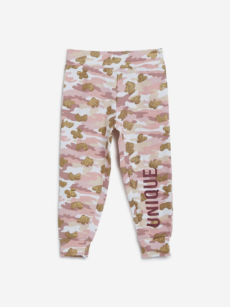 HOP Kids Pink Camouflage Print Joggers