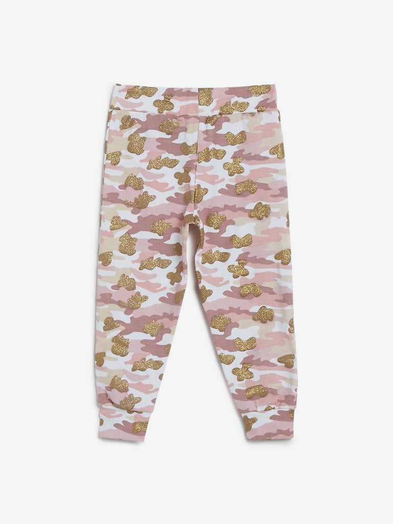 HOP Kids Pink Camouflage Print Joggers