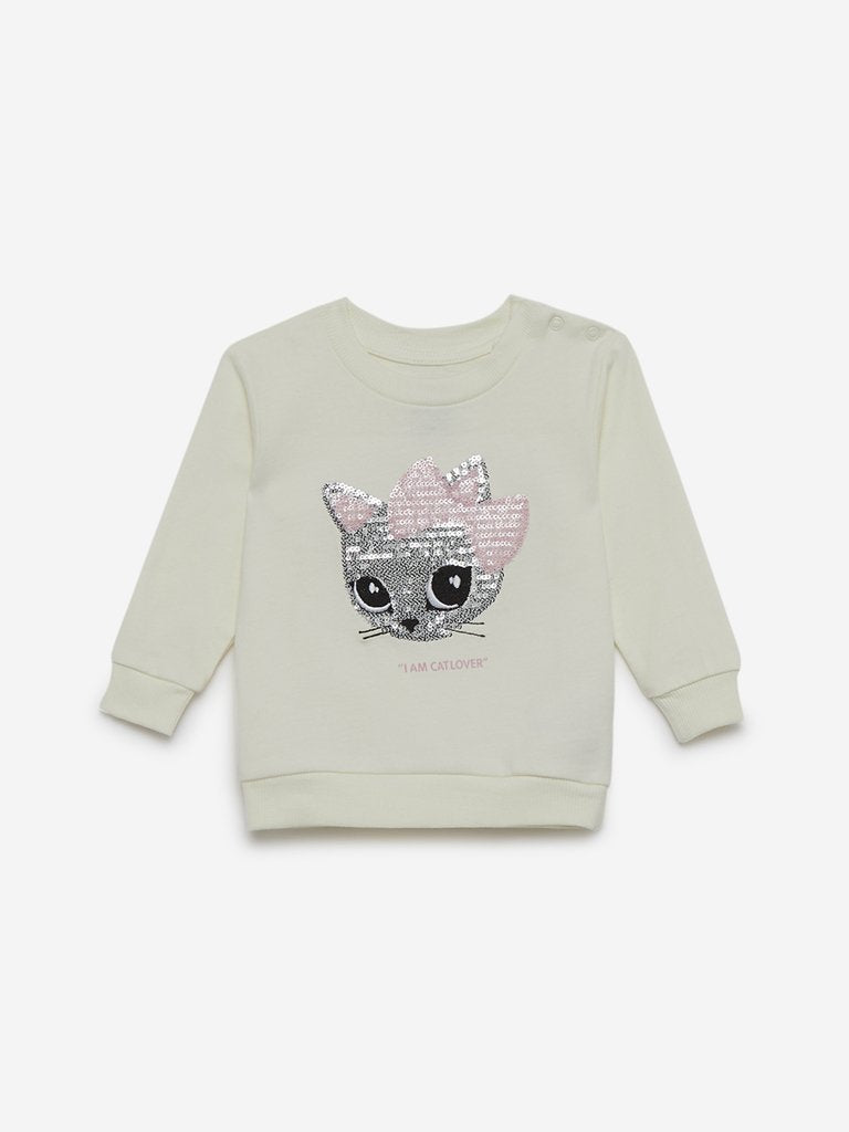 Baby HOP Off-White Kitten Sweatshirt