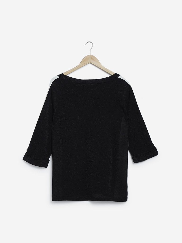 Gia Curves Black Tape Detailed Top