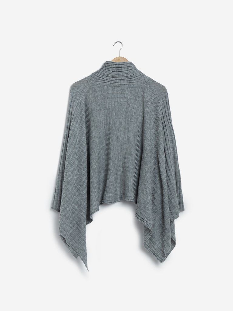LOV Grey Carissa Striped Poncho