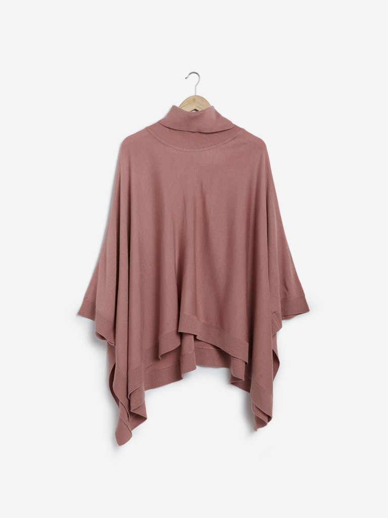 LOV Dusty Pink Capey High Neck Poncho