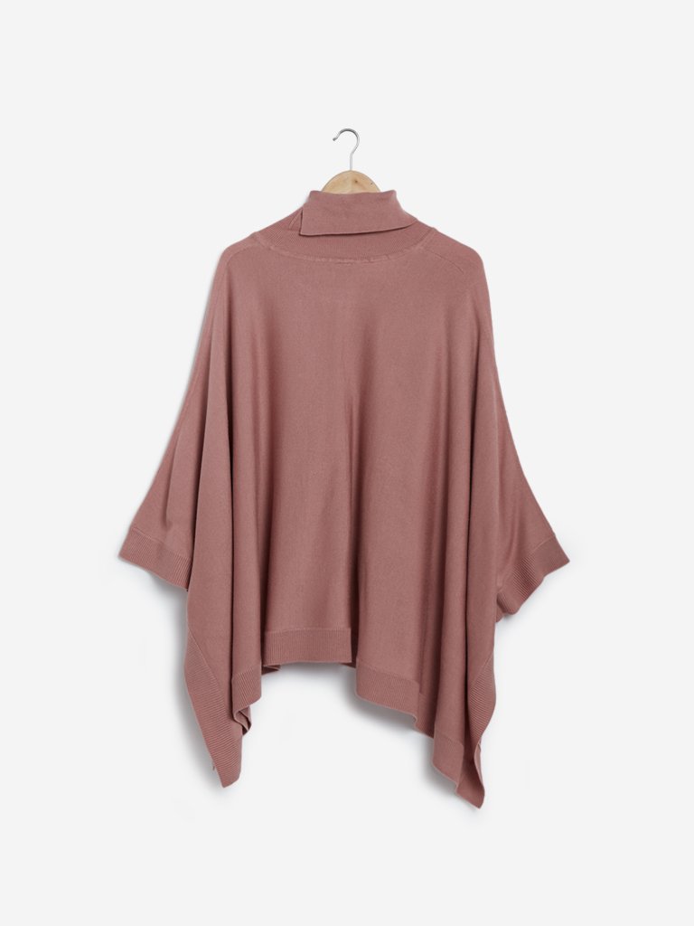 LOV Dusty Pink Capey High Neck Poncho