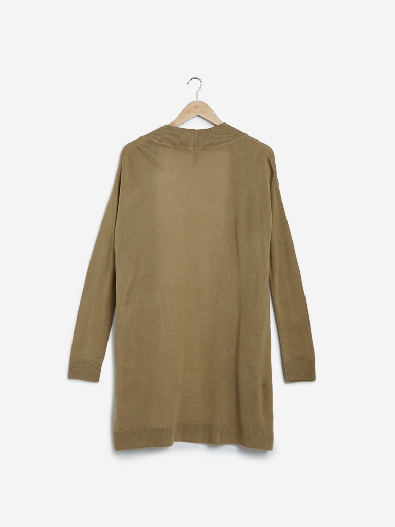 LOV Light Brown Wallis Knitted Long Shrug