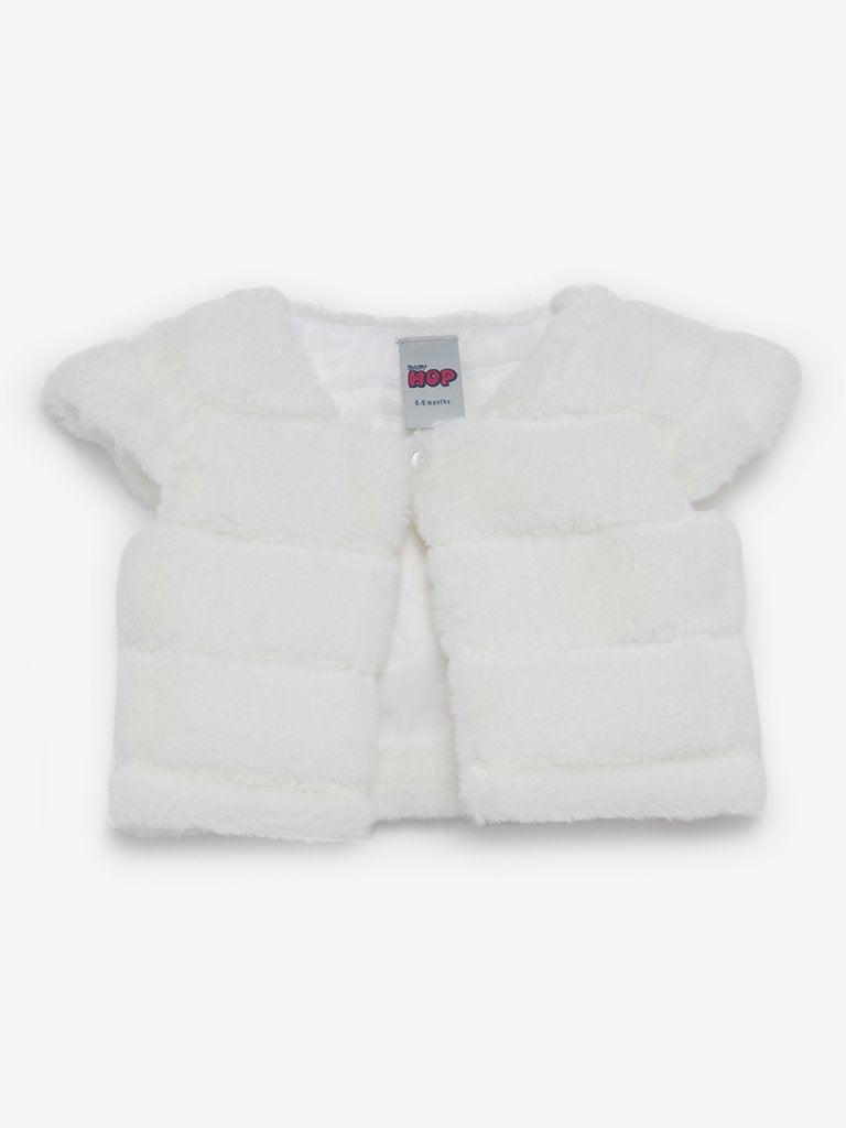 Baby HOP Off-White Faux Fur Striped Shrug