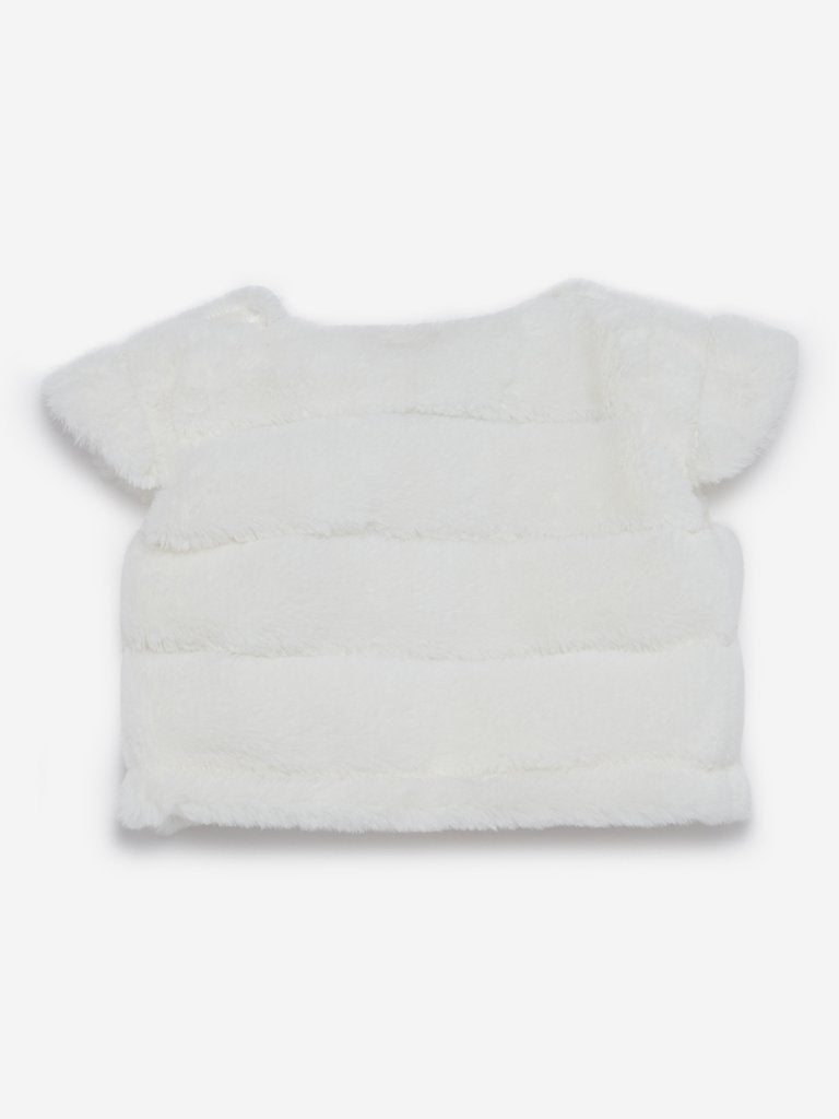 Baby HOP Off-White Faux Fur Striped Shrug
