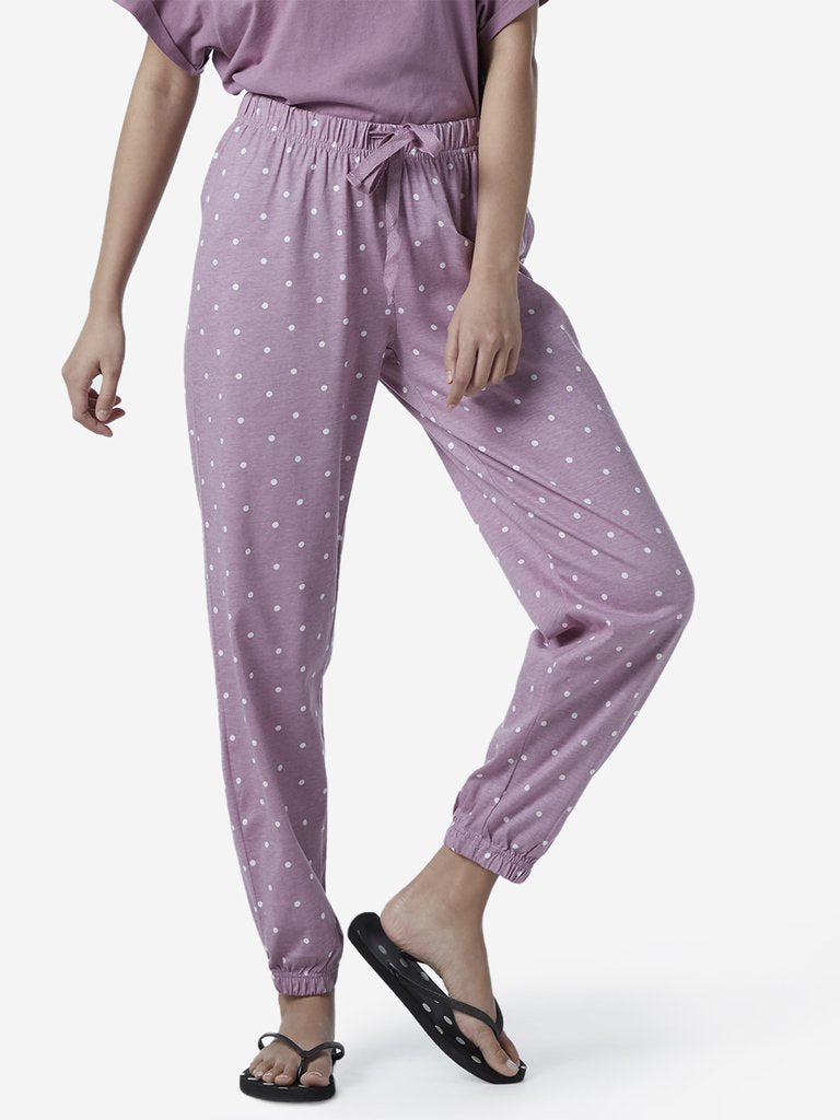 Wunderlove Lilac Polkadot Print Pyjamas