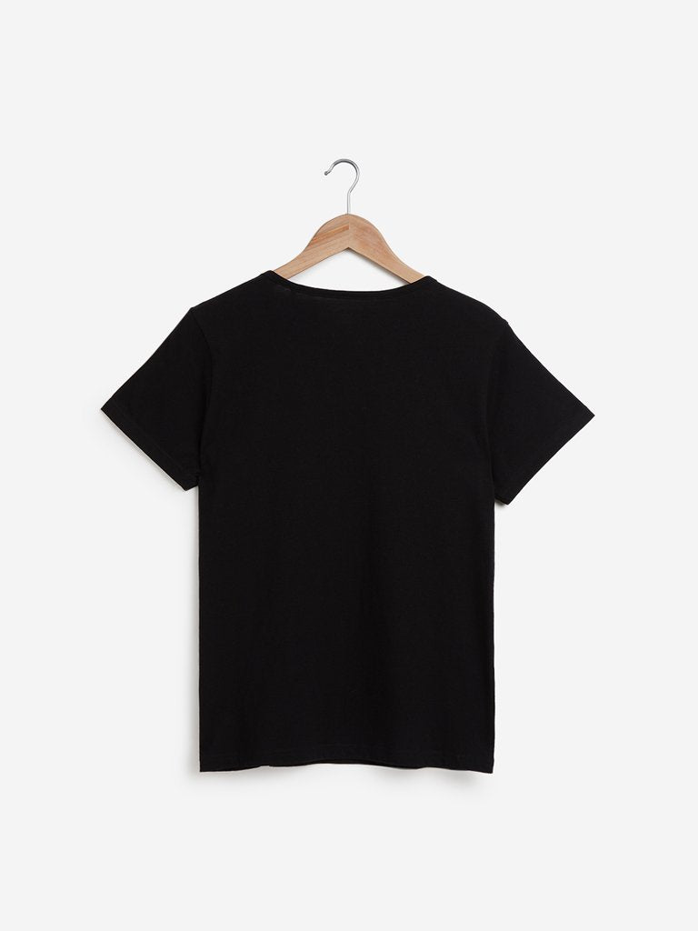 Wunderlove Black Text Printed T-Shirt