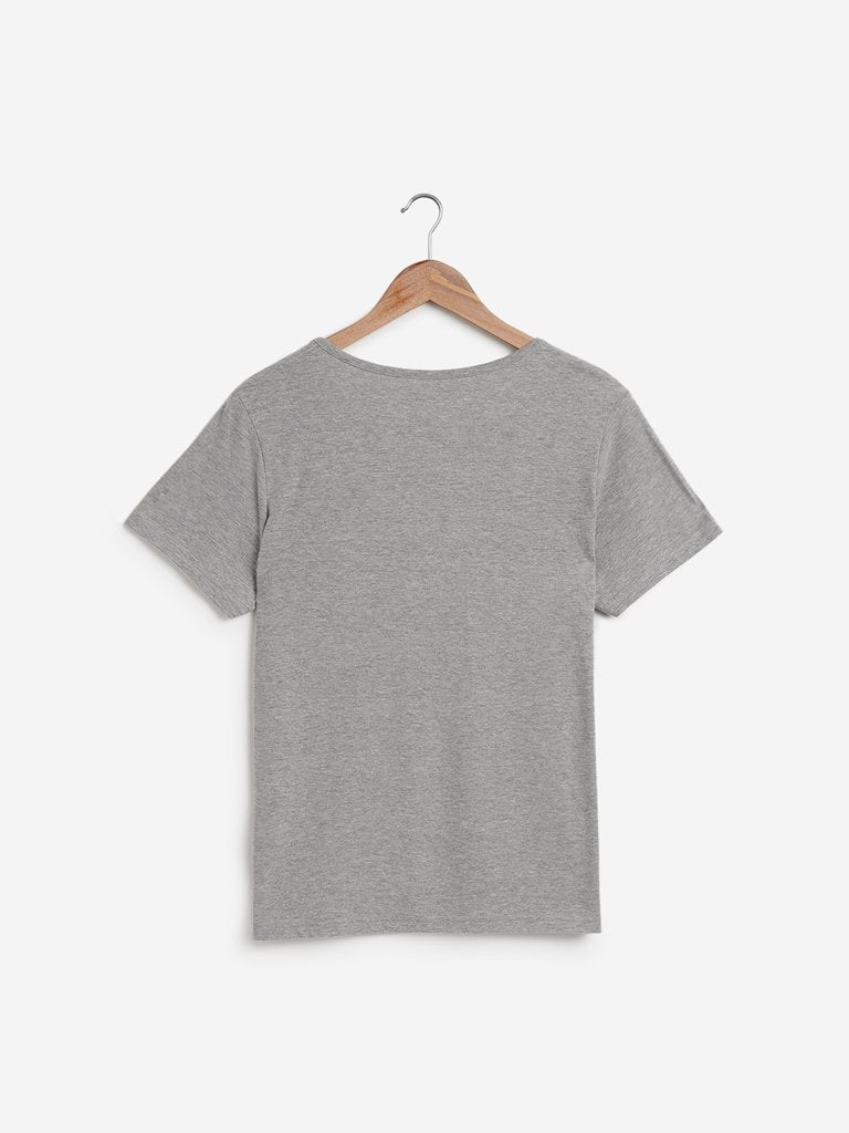 Wunderlove Grey Typographic Print T-Shirt