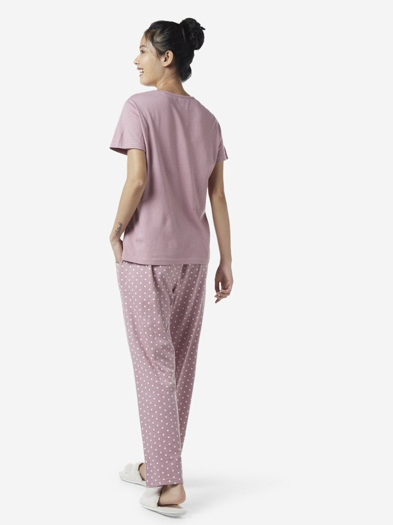 Wunderlove by Westside Mauve Butterfly T-Shirt And Pyjamas