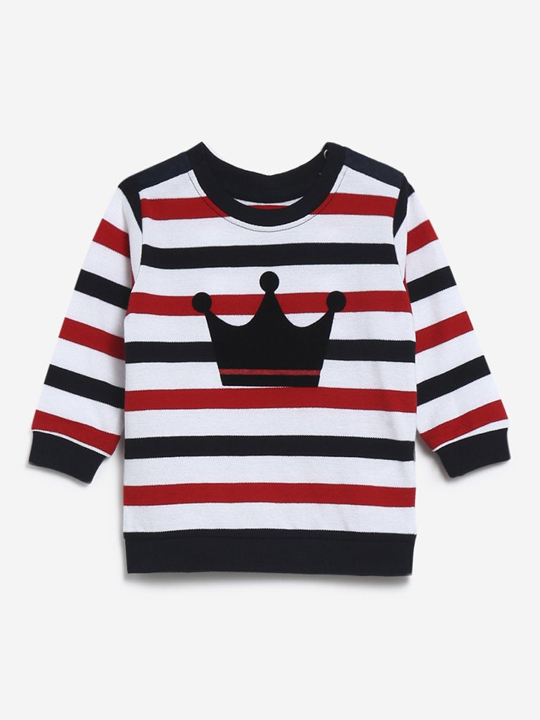 Baby HOP Multi Striped Crown Design Sweatshirt