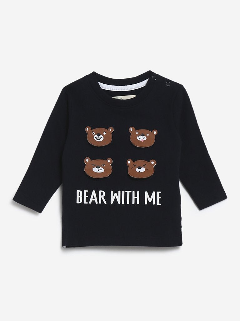 Baby HOP Navy Bear Pattern T-Shirt