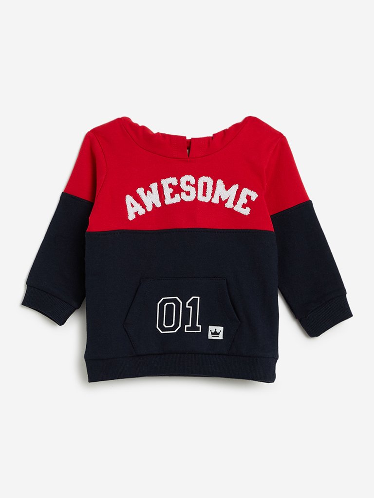 Baby HOP Navy Text Design Hooded Sweatshirt