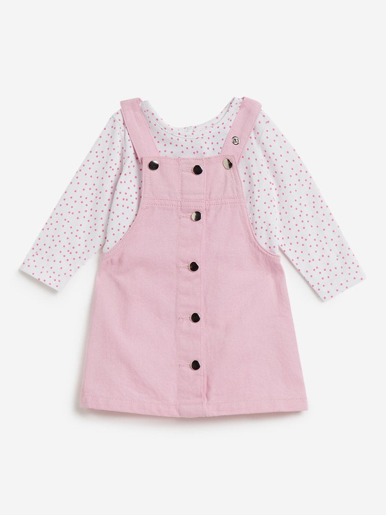 Baby HOP Light Pink T-Shirt and Pinafore Set