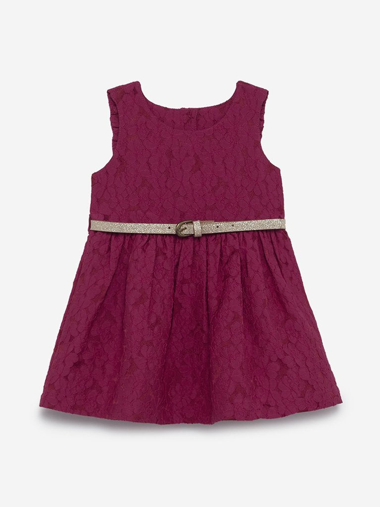 Baby HOP Raspberry Floral Dress With Belt