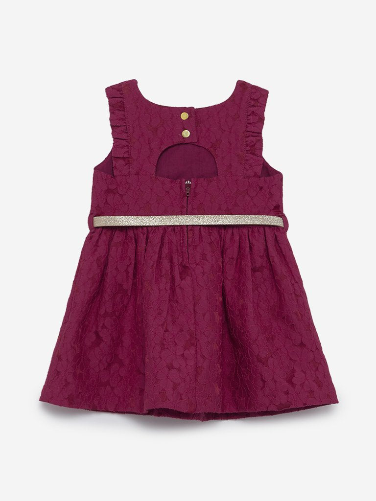 Baby HOP Raspberry Floral Dress With Belt