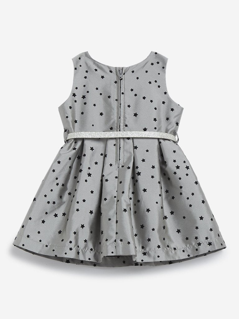 Baby HOP Grey Star Pattern Dress With Belt