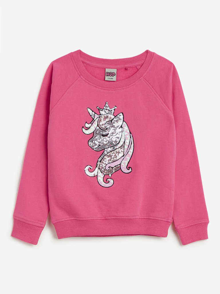 HOP Kids Pink Sequinned Sweatshirt