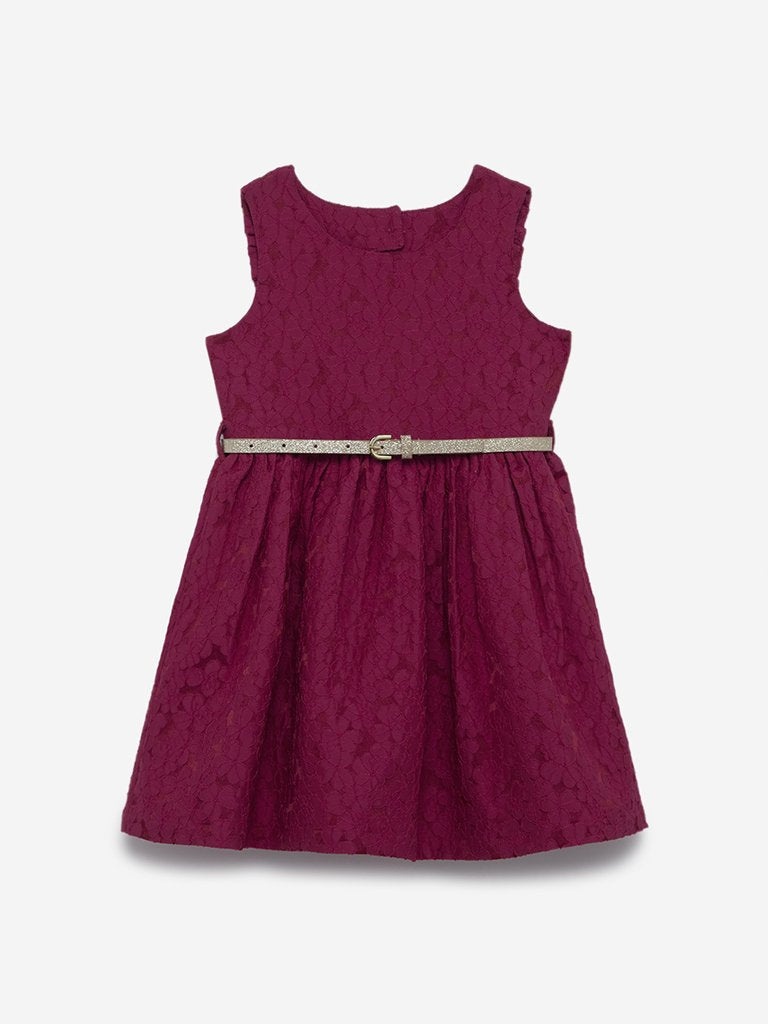 HOP Kids Raspberry Floral Dress With Belt