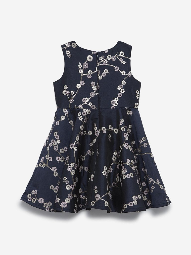 HOP Kids Navy Floral Design Andrea Dress