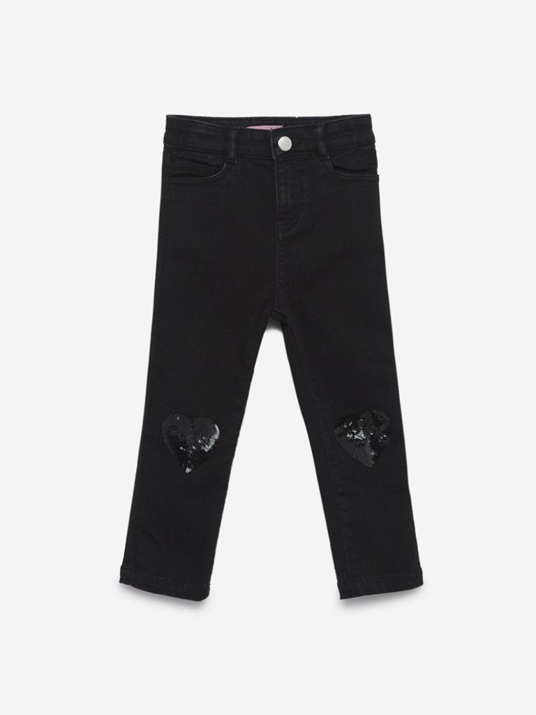 HOP Kids Black Sequinned Jeans