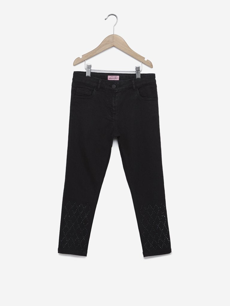 Y&F Kids Black Studded Jeans