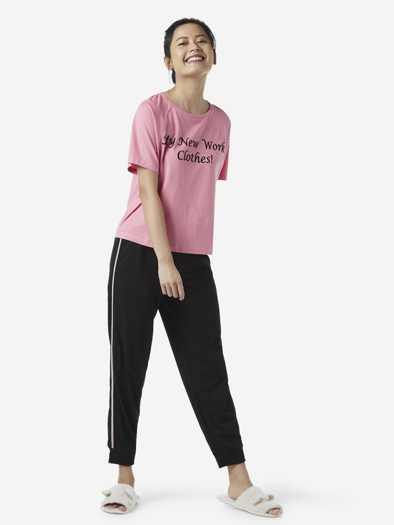 Wunderlove by Westside Pink Printed T-Shirt And Pyjamas