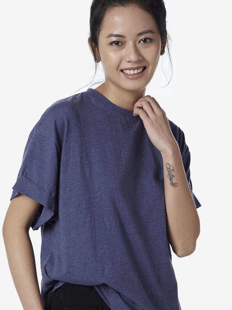 Wunderlove Dark Violet Oversized Solid T-Shirt